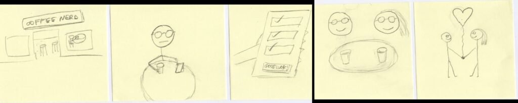 グレッグのスケッチ、手書きでストーリーボード