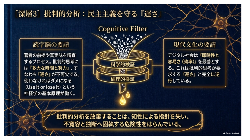 批判的分析には時間がかかる。
